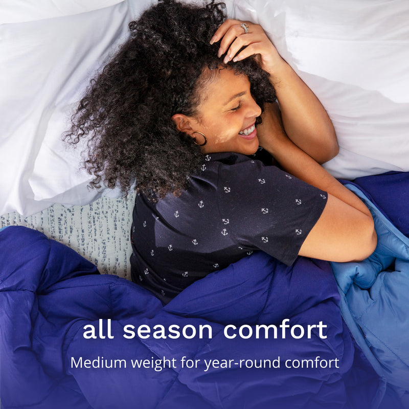 All season comfort. Medium weight for year-round comfort.