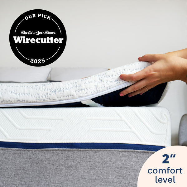 NYT Wirecutter's pick for Best Memory Foam Mattress Topper. 2-inch comfort level. (No Script)