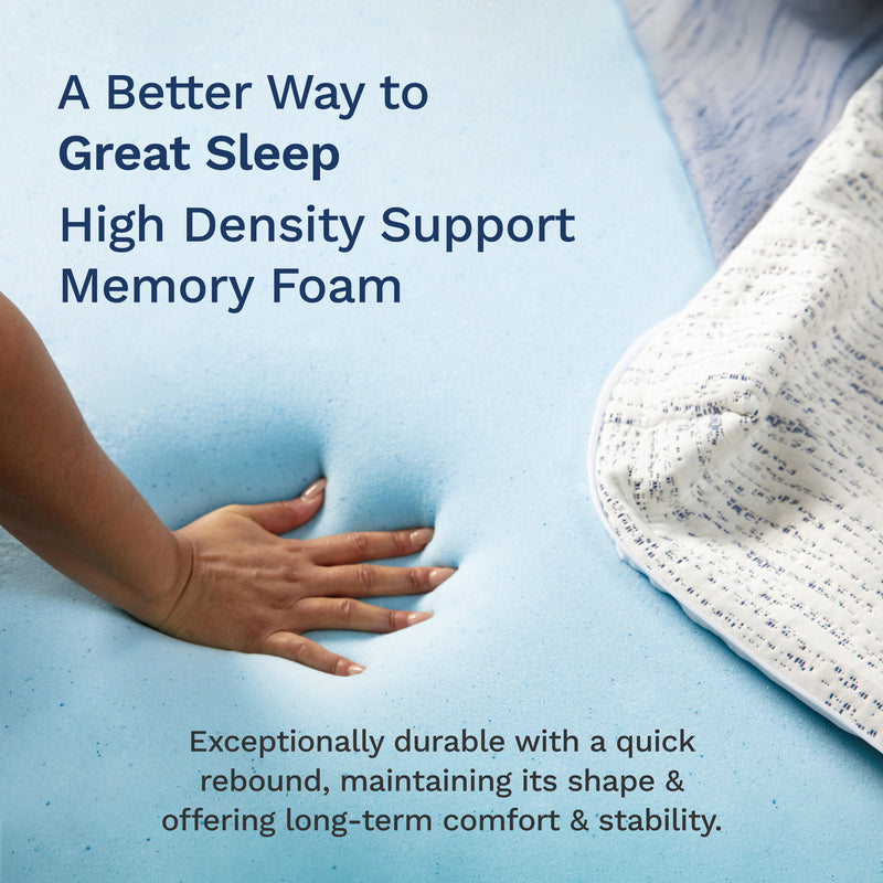 High density support memory foam is exceptionally durable with a quick rebound, maintaining its shape & offering long-term comfort & stability.