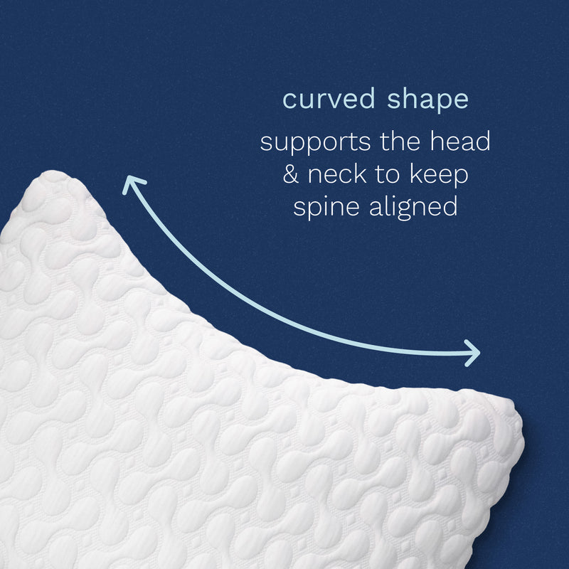 Curved shape supports the head & neck to keep spine aligned