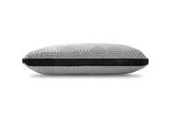 Image of the Edge Pillow. An adjustable layered pillow designed with a mesh gusset & charcoal gray cooling fabric.