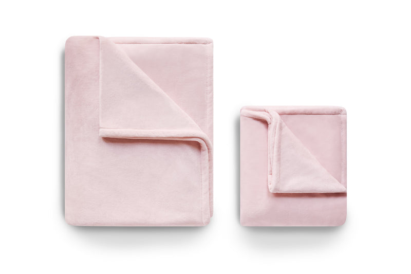 Set of two pink fleece blankets.  Throw size.