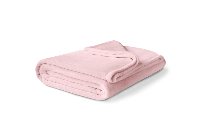 Folded pink fleece blanket